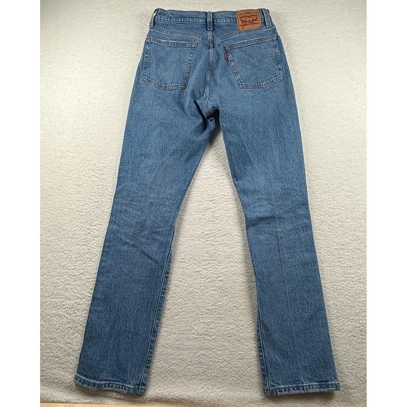 Levi's 501 Original Fit‎ Jeans Womens 27x30 Blue Denim Distressed Straight Leg - Picture 2 of 8